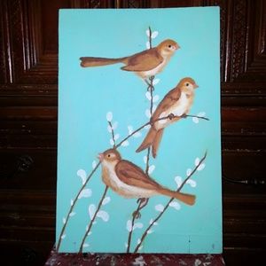Birds Painting on Upcycled Wood
